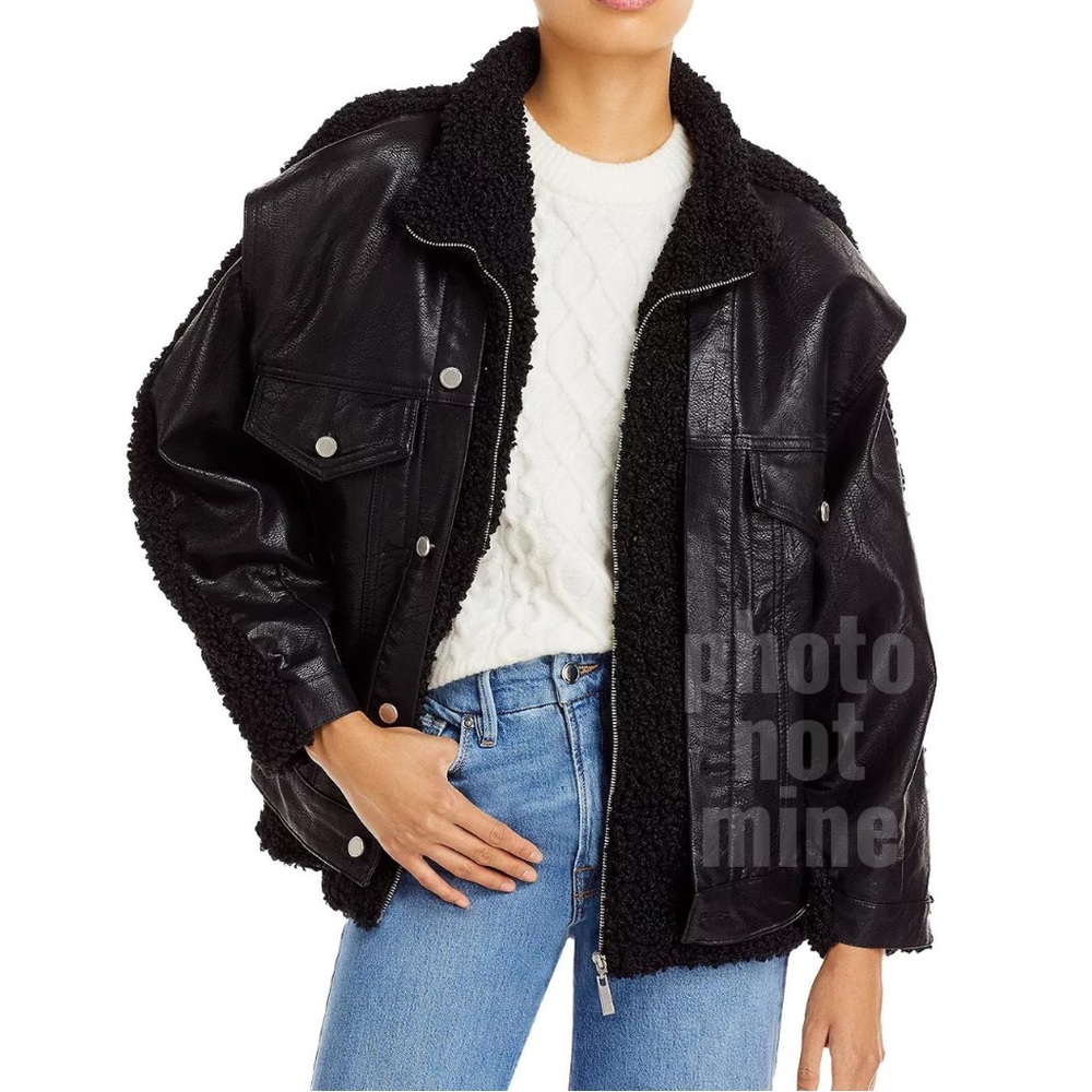 BLANK NYC  FAUX LEATHER/FAUX SHEARLING JACKET